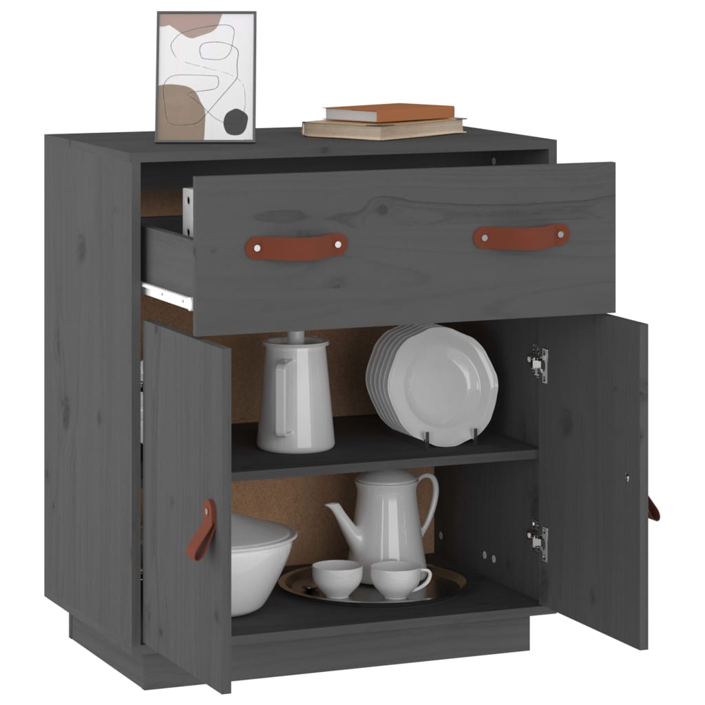 Sideboard Grey 65.5x40x75 cm Solid Wood Pine