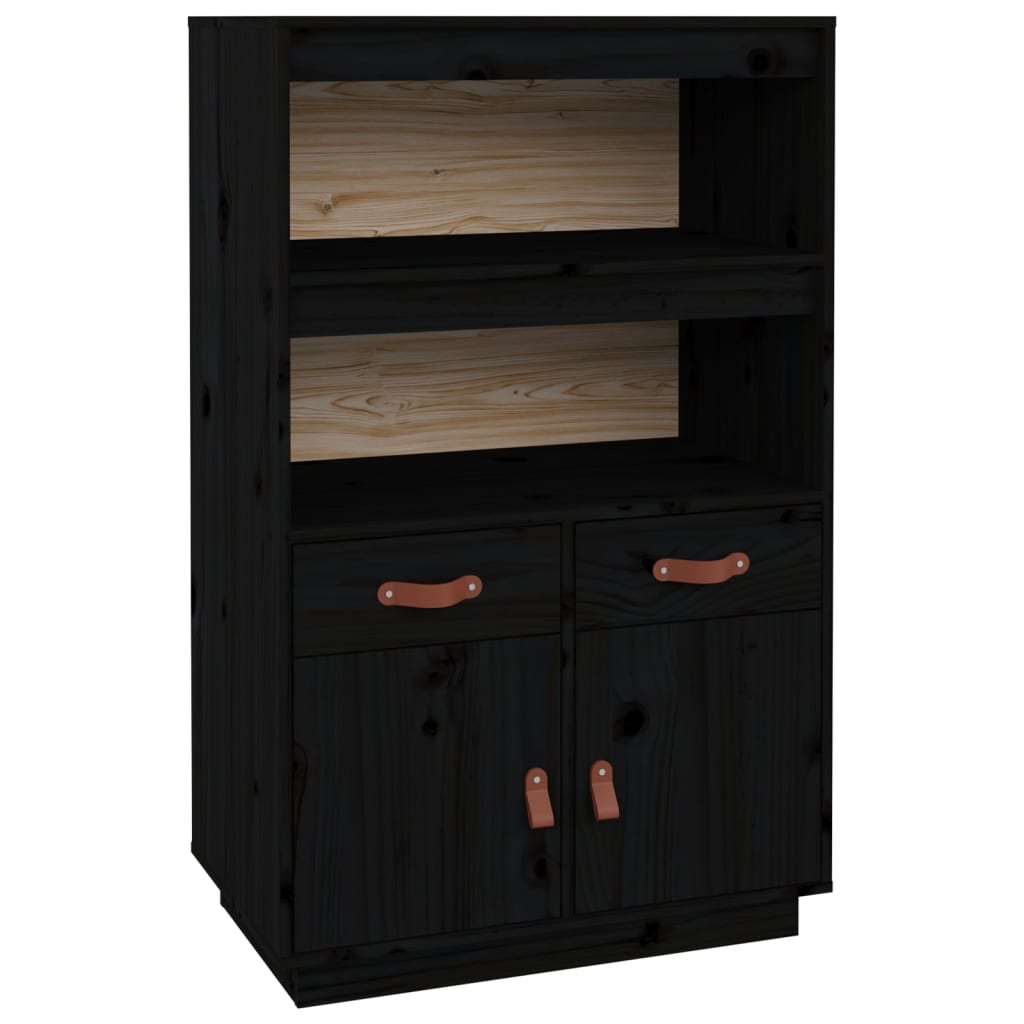 Highboard Black 67x40x108.5 cm Solid Wood Pine