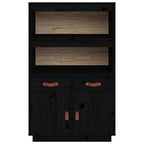 Highboard Black 67x40x108.5 cm Solid Wood Pine