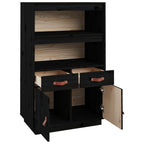 Highboard Black 67x40x108.5 cm Solid Wood Pine