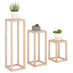 3 Piece Plant Stand Set Solid Wood Pine