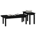 2 Piece Coffee Table Set Black Solid Wood Pine