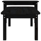 2 Piece Coffee Table Set Black Solid Wood Pine
