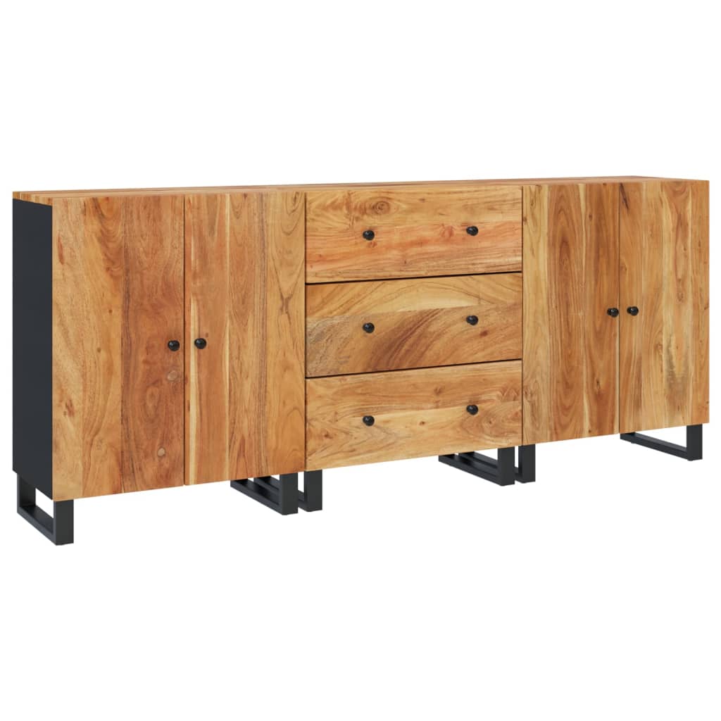 3 Piece Sideboards Solid Wood Acacia