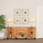 3 Piece Sideboards Solid Wood Acacia