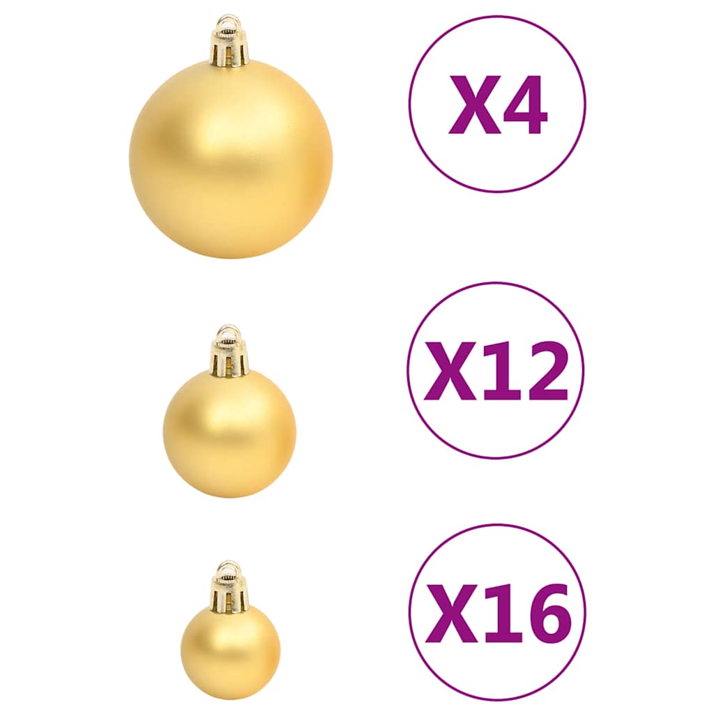 111 Piece Christmas Bauble Set Gold Polystyrene