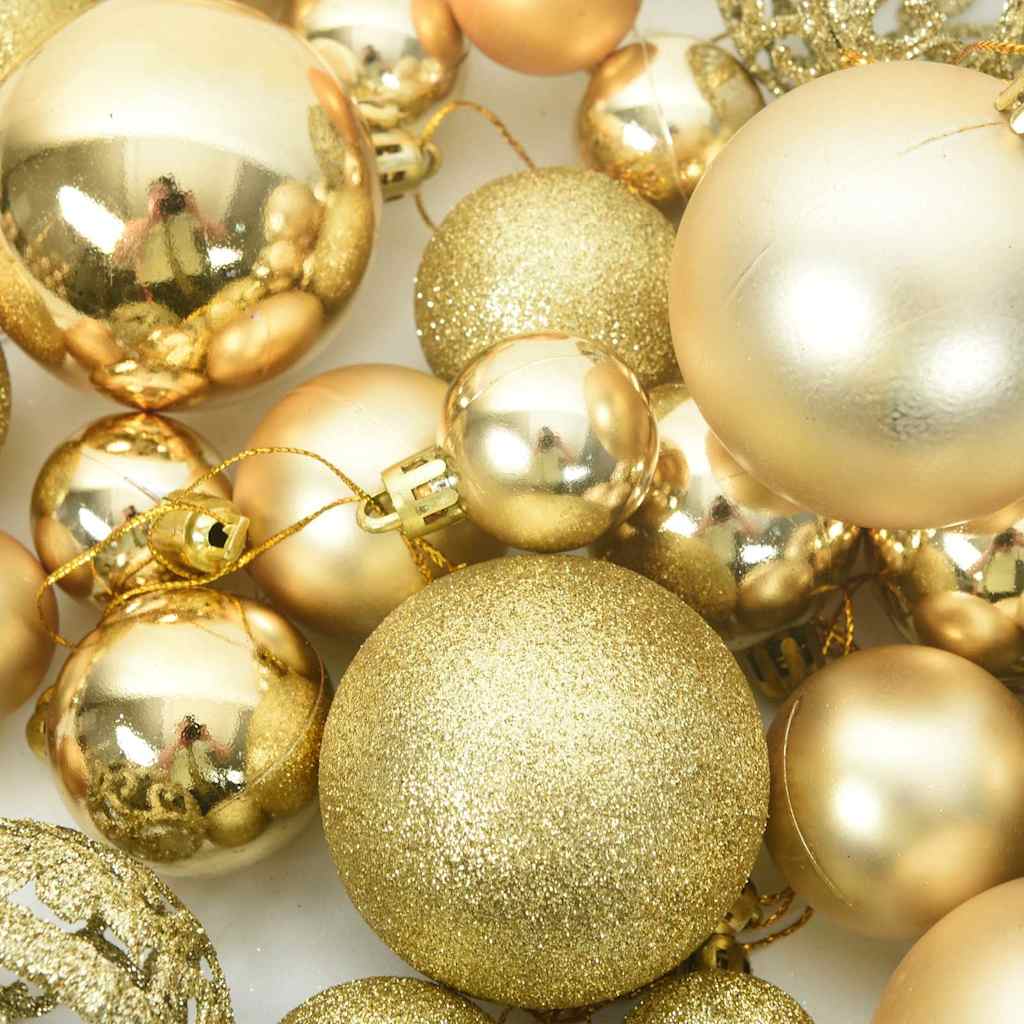 111 Piece Christmas Bauble Set Gold Polystyrene