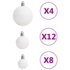 111 Piece Christmas Bauble Set White and Grey Polystyrene