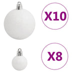111 Piece Christmas Bauble Set White and Grey Polystyrene