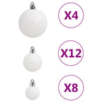 111 Piece Christmas Bauble Set White Polystyrene