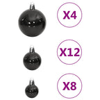 111 Piece Christmas Bauble Set Black Polystyrene