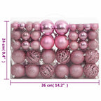 111 Piece Christmas Bauble Set Pink Polystyrene