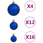 111 Piece Christmas Bauble Set Blue Polystyrene