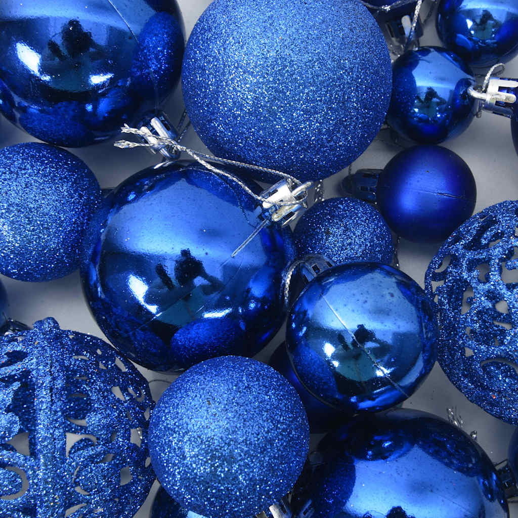 111 Piece Christmas Bauble Set Blue Polystyrene