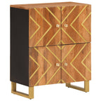Side Cabinet Brown and Black 60x33.5x75 cm Solid Wood Mango