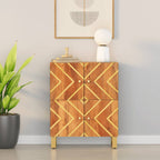 Side Cabinet Brown and Black 60x33.5x75 cm Solid Wood Mango