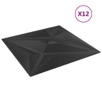 Wall Panels 12 pcs Black 50x50 cm XPS 3 m² Star