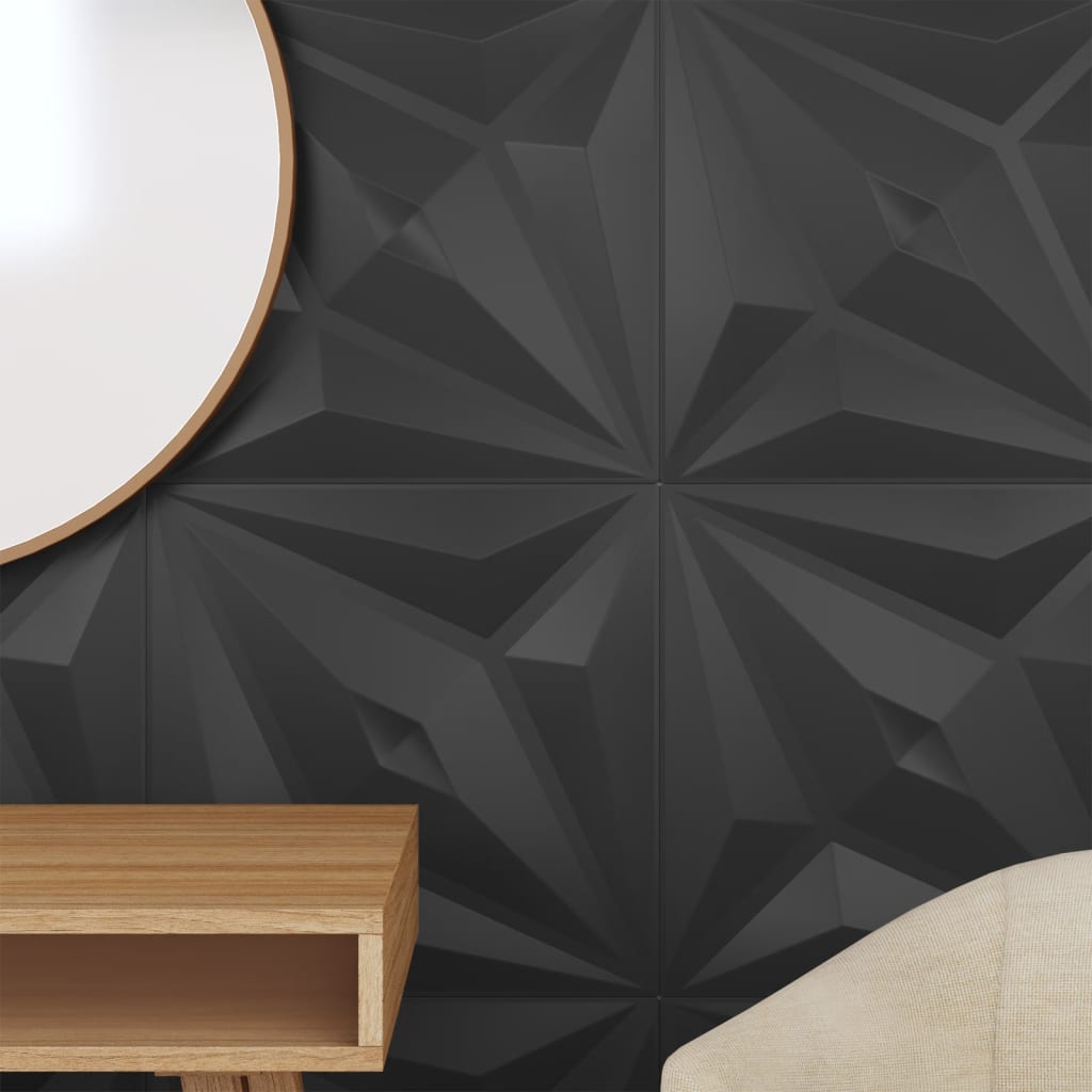 Wall Panels 48 pcs Black 50x50 cm XPS 12 m² Star