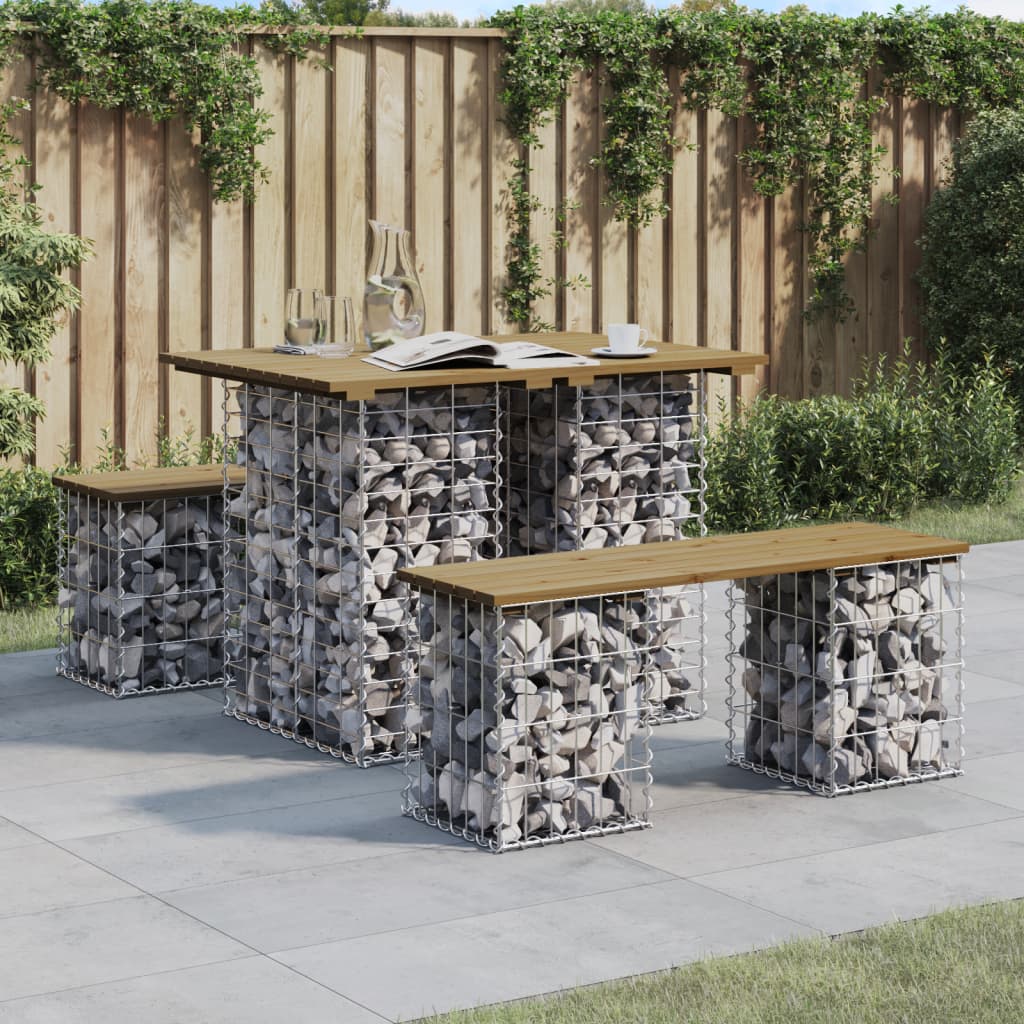 Garden Table Gabion Design 100x70x72 cm Impregnated Wood Pine