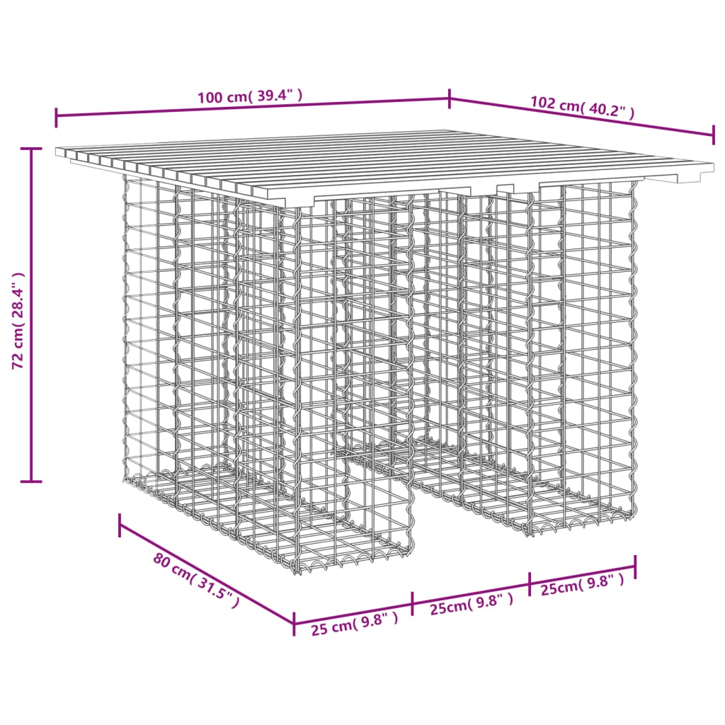 Garden Table Gabion Design 100x102x72 cm Solid Wood Douglas