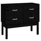 Console Cabinet Black 90x40x78 cm Solid Wood Pine