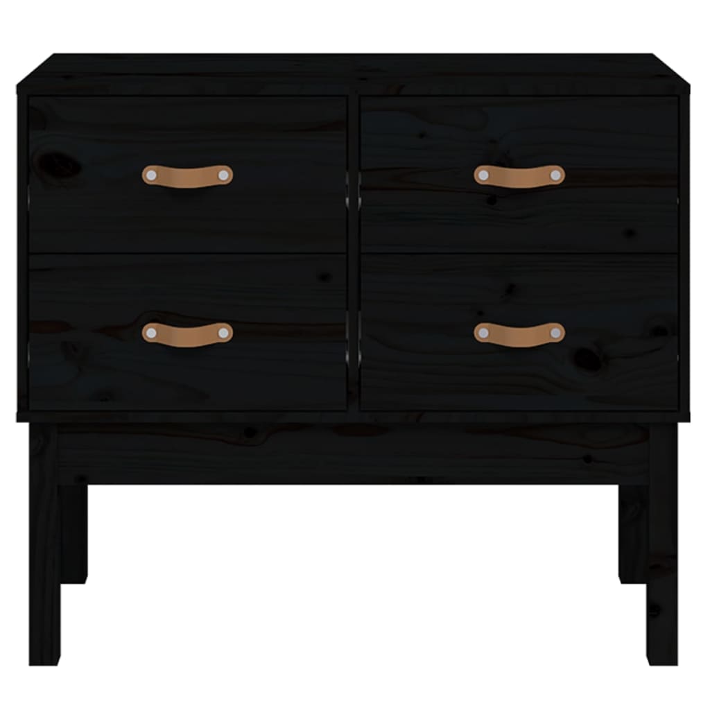 Console Cabinet Black 90x40x78 cm Solid Wood Pine
