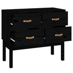 Console Cabinet Black 90x40x78 cm Solid Wood Pine