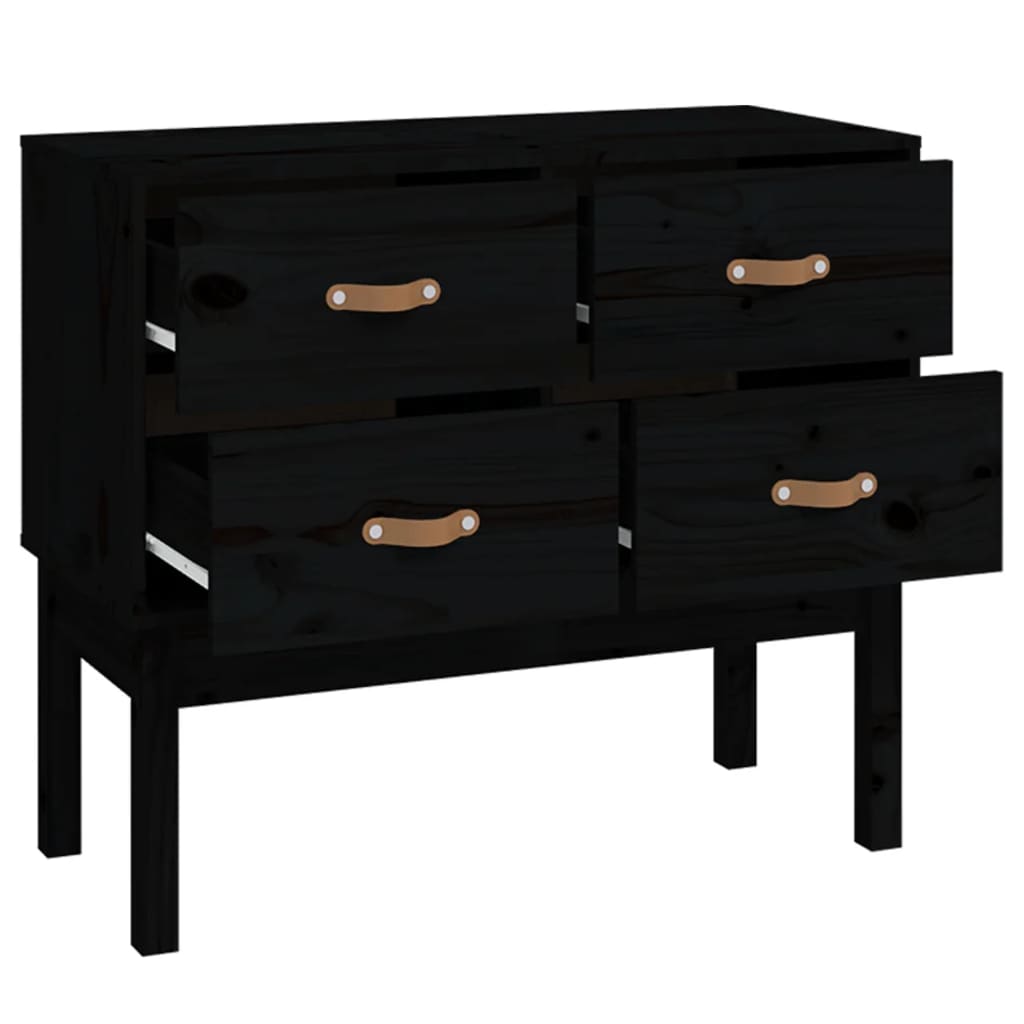 Console Cabinet Black 90x40x78 cm Solid Wood Pine