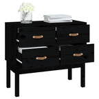 Console Cabinet Black 90x40x78 cm Solid Wood Pine