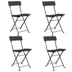 Folding Bistro Chairs 4 pcs Black Poly Rattan and Steel