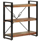 3-Tier Bookcase 77x30x80 cm Solid Wood Reclaimed and Iron