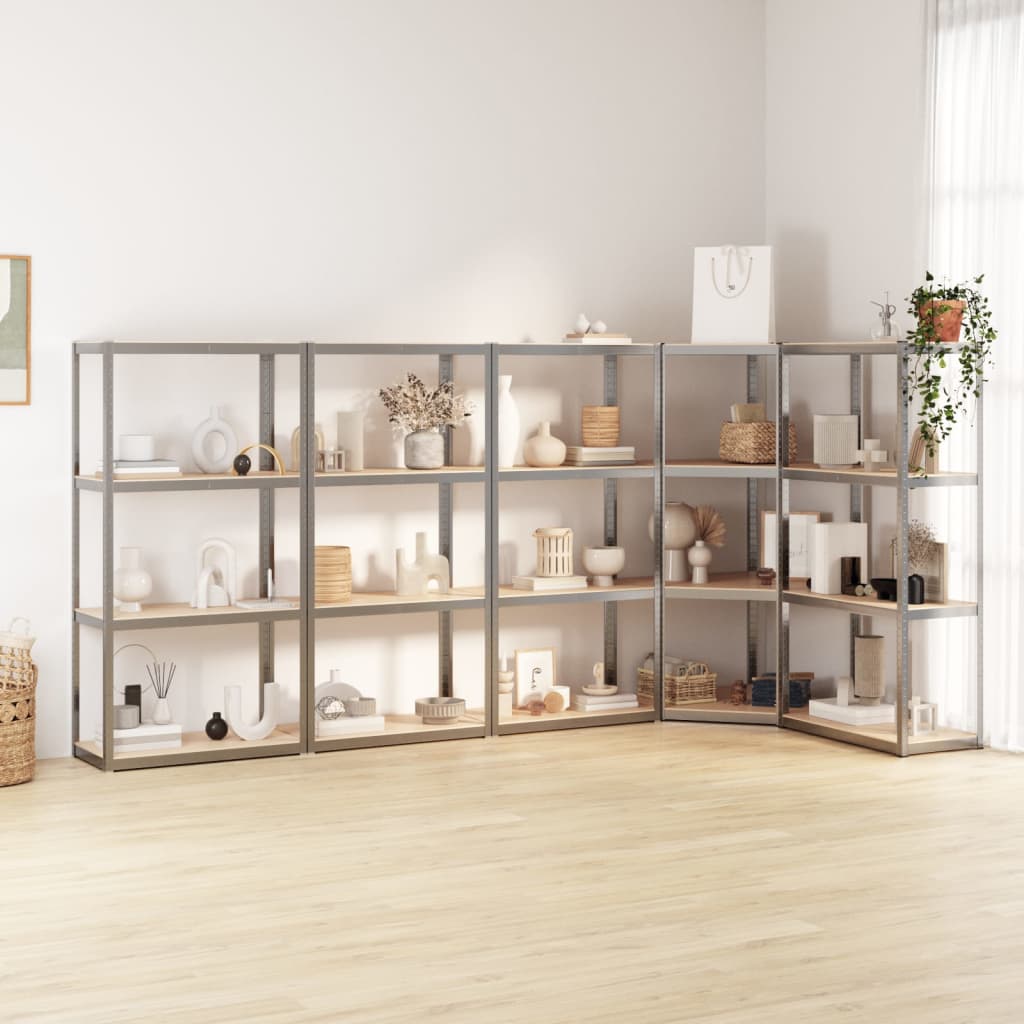 5-Layer Shelves 5 Pcs Steel&Engineered Wood