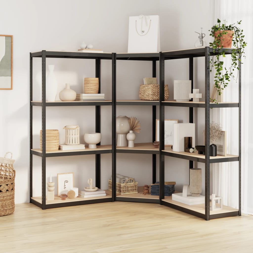 5-Layer Shelves 5 Pcs Steel&Engineered Wood
