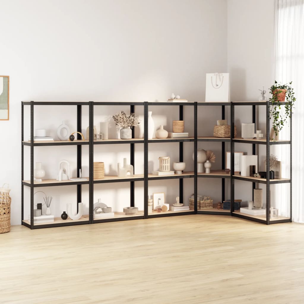 5-Layer Shelves 5 Pcs Steel&Engineered Wood