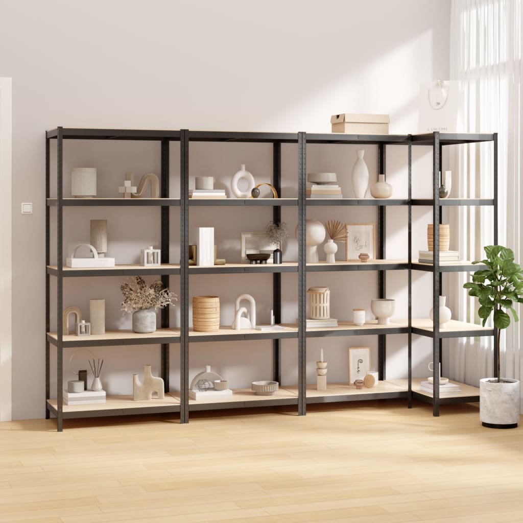 5-Layer Shelves 4 Pcs Steel&Engineered Wood 4