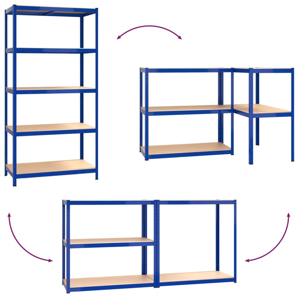 5-Layer Shelves 3 Pcs Steel&Engineered Wood 3