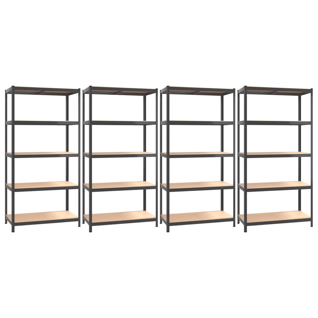 5-Layer Shelves 4 Pcs Steel&Engineered Wood 4