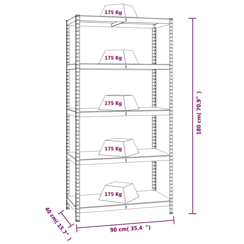 5-Layer Shelves 4 Pcs Steel&Engineered Wood 4