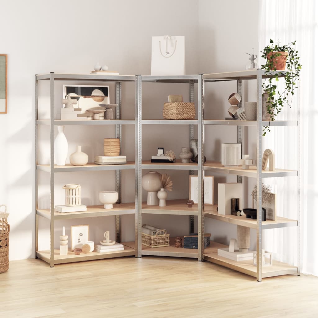5-Layer Shelves 5 Pcs Steel&Engineered Wood