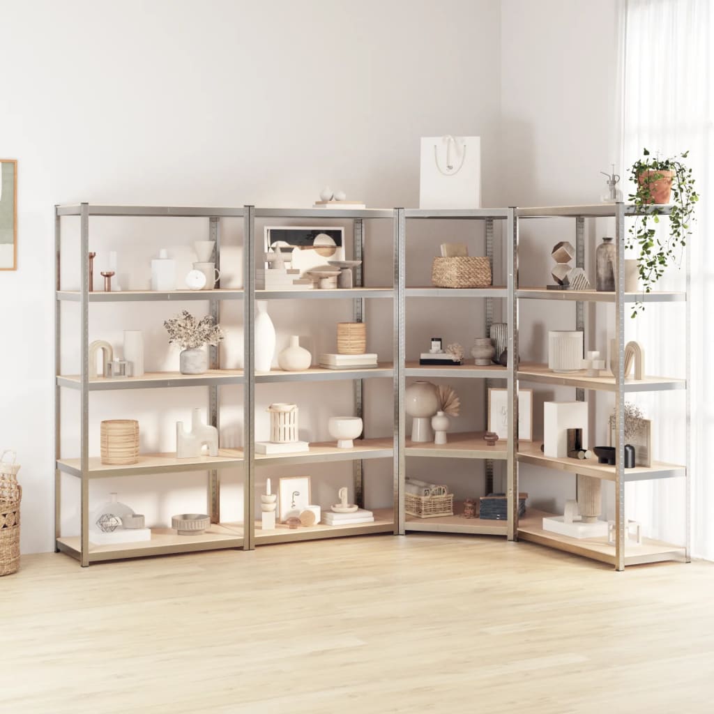 5-Layer Shelves 5 Pcs Steel&Engineered Wood
