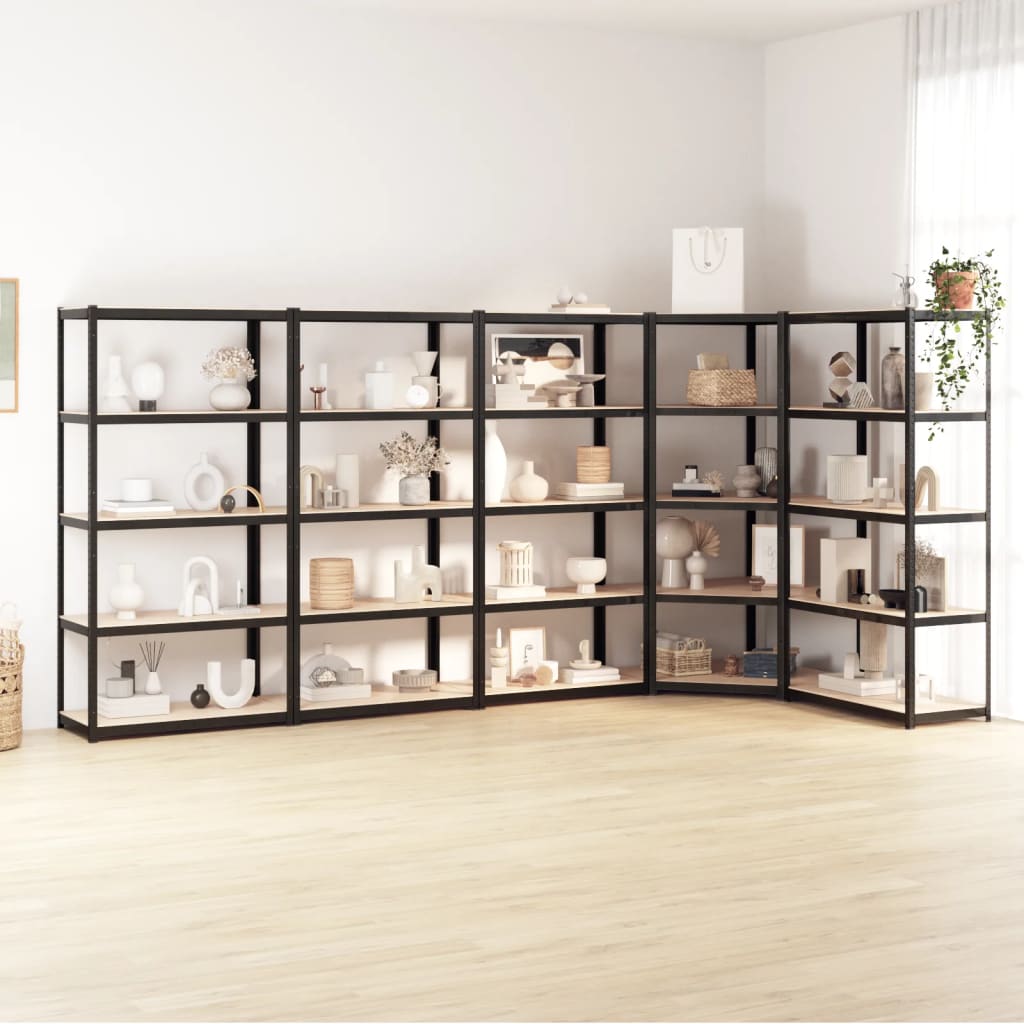 5-Layer Shelves 5 Pcs Steel&Engineered Wood