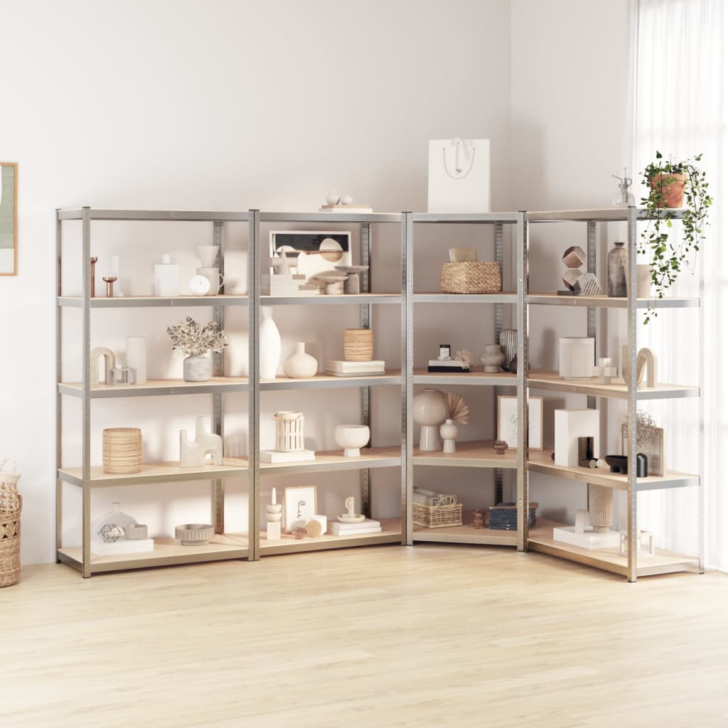 5-Layer Shelves 5 Pcs Steel&Engineered Wood