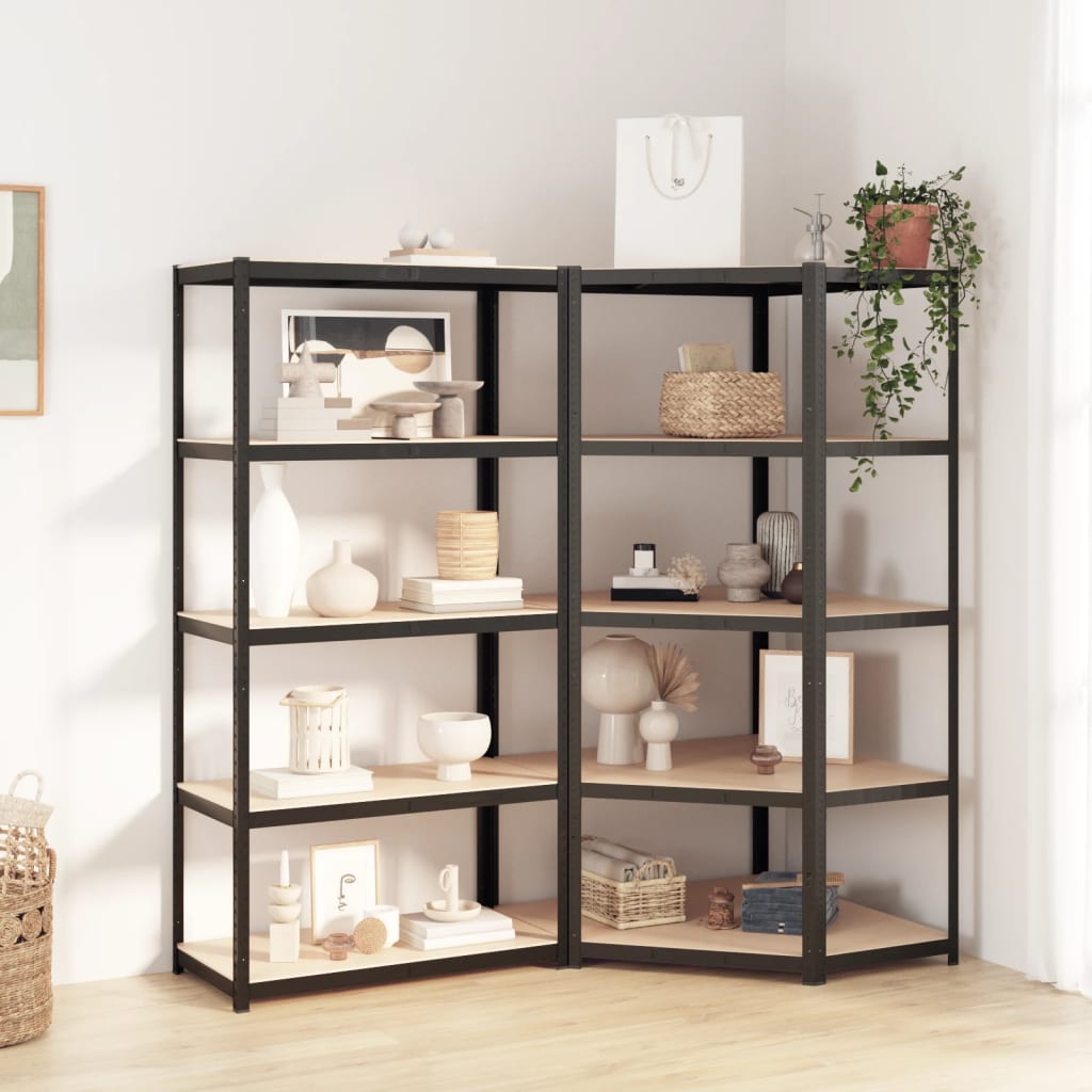 5-Layer Shelves 5 Pcs Steel&Engineered Wood