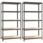 5-Layer Heavy-Duty Shelves 2 Pcs Steel&Engineered Wood