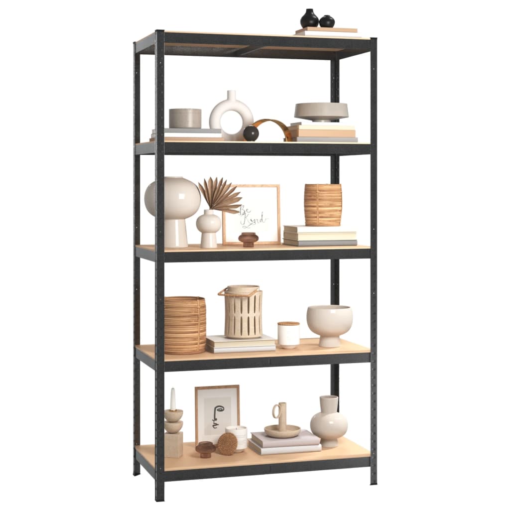 5-Layer Heavy-Duty Shelves 2 Pcs Steel&Engineered Wood