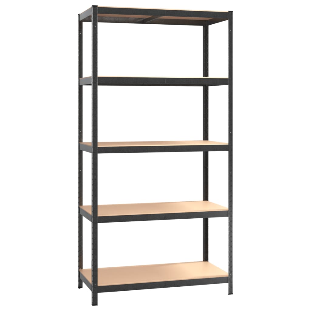 5-Layer Heavy-Duty Shelves 2 Pcs Steel&Engineered Wood