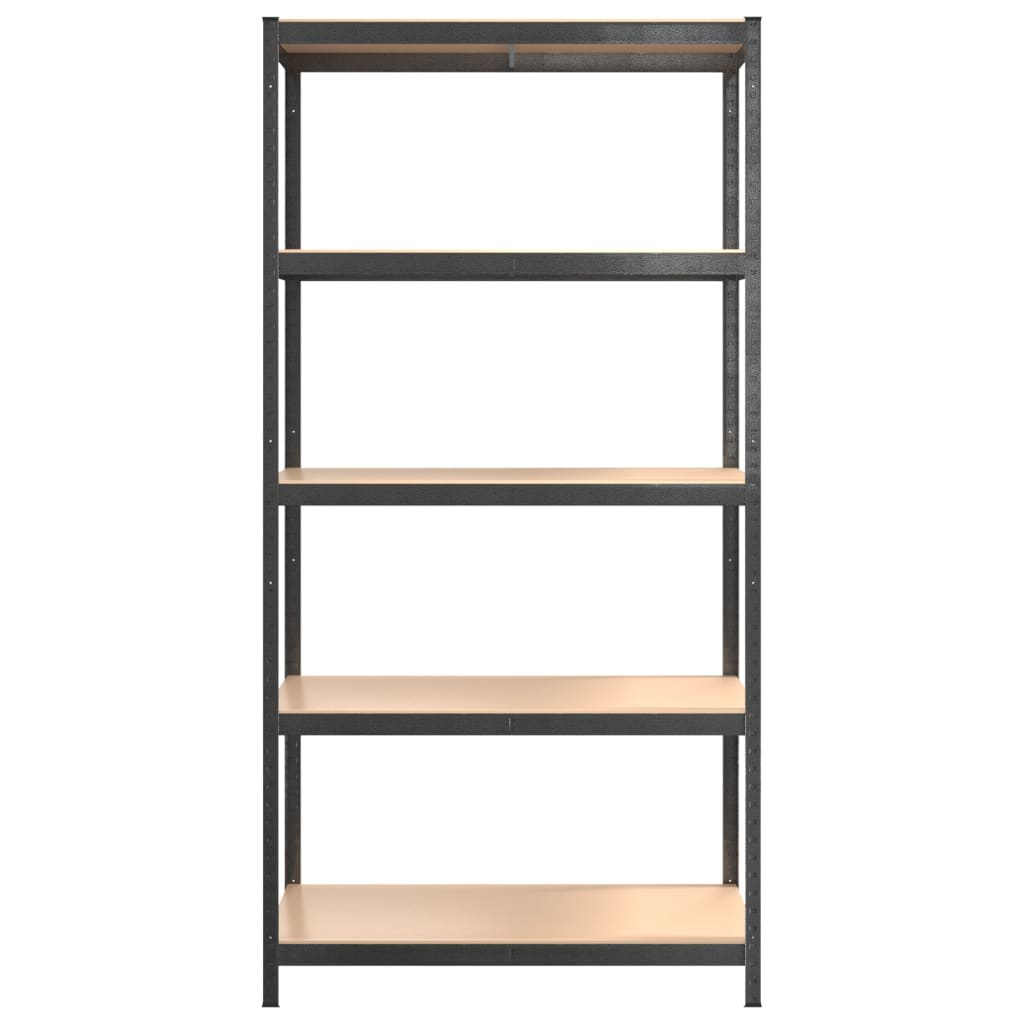 5-Layer Heavy-Duty Shelves 2 Pcs Steel&Engineered Wood