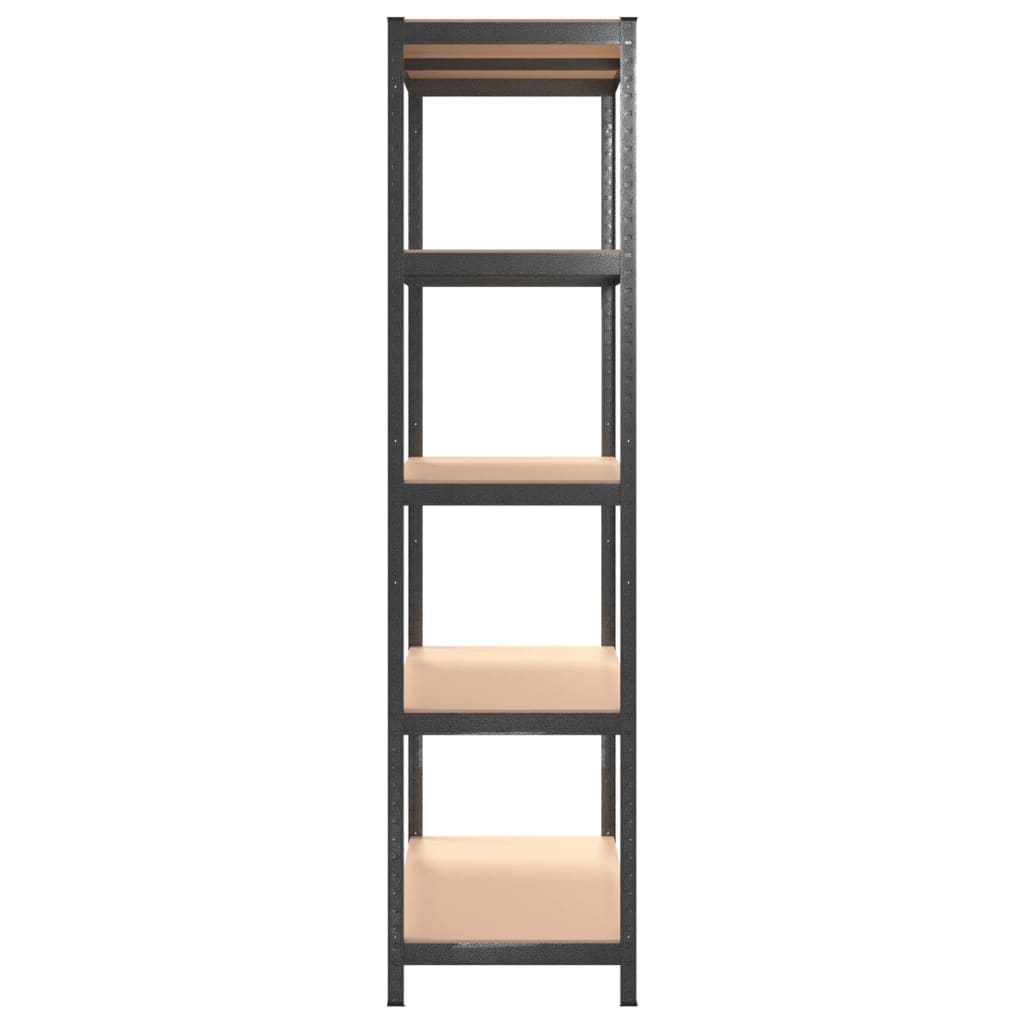 5-Layer Heavy-Duty Shelves 2 Pcs Steel&Engineered Wood