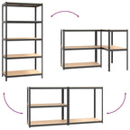 5-Layer Heavy-Duty Shelves 2 Pcs Steel&Engineered Wood