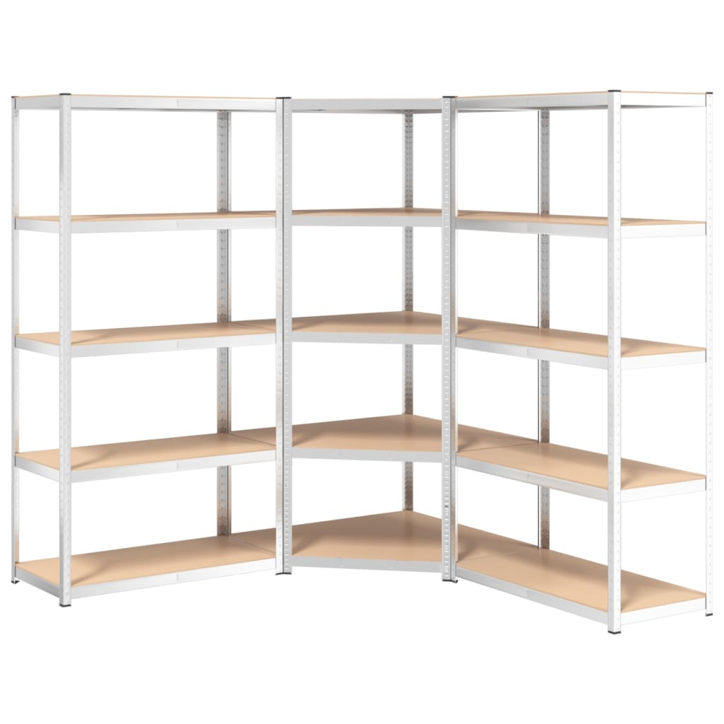 5-Layer Heavy-Duty Shelves 3 Pcs Steel&Engineered Wood